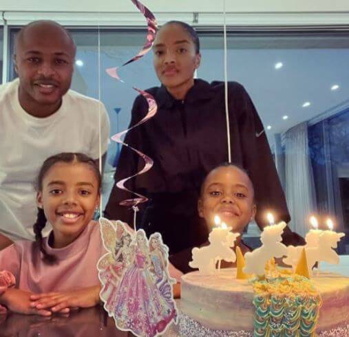 Inaya Ayew with her parents Andre Ayew and Yvonne Ayew celebrating birthday of Maha.